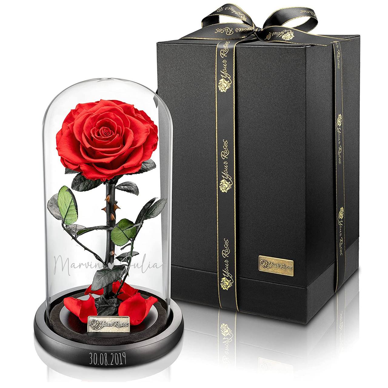 YourRoses® real premium rose in a glass with a beautiful gift box - Large