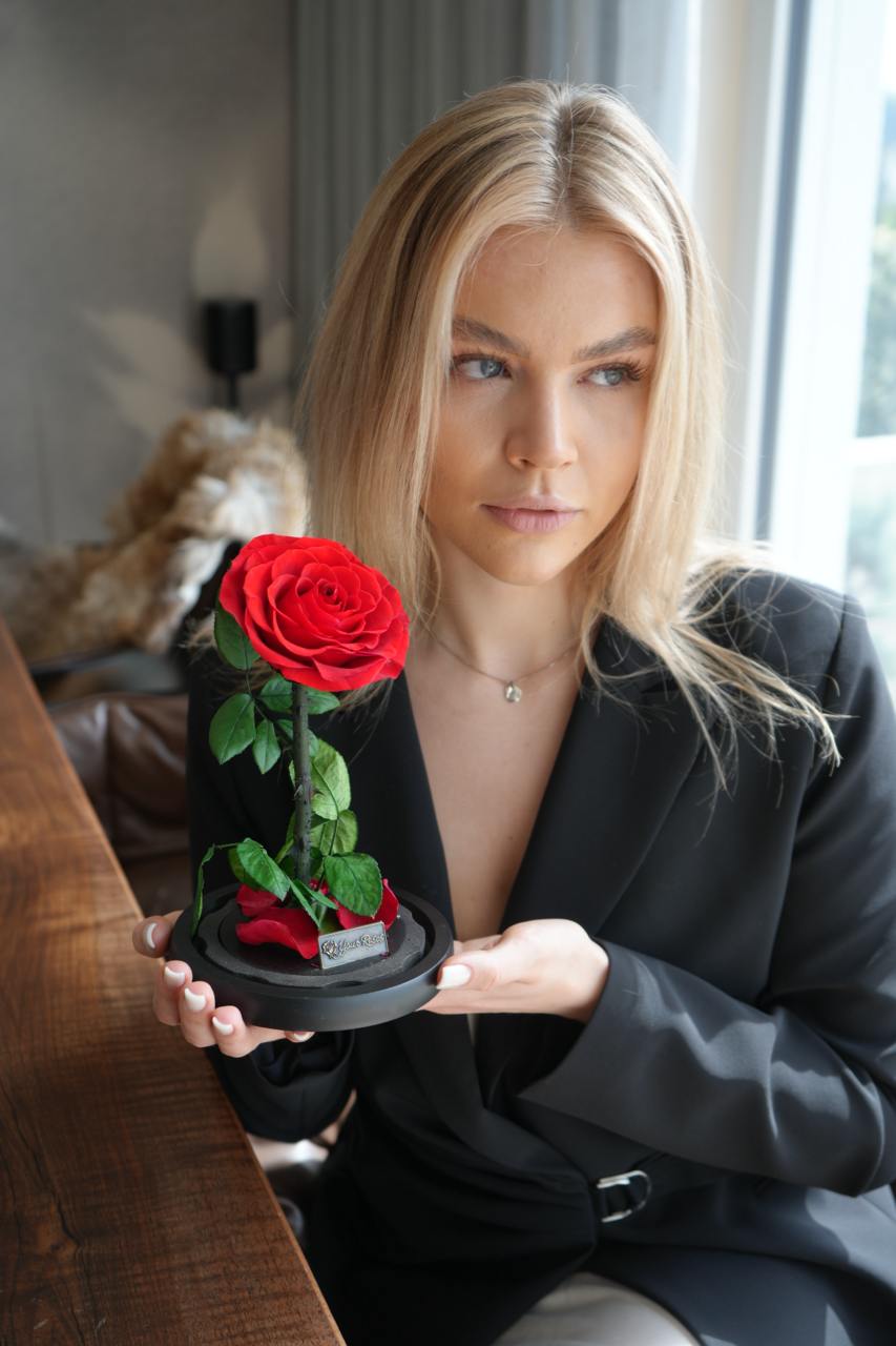 YourRoses® real premium rose in a glass with a beautiful gift box - Large