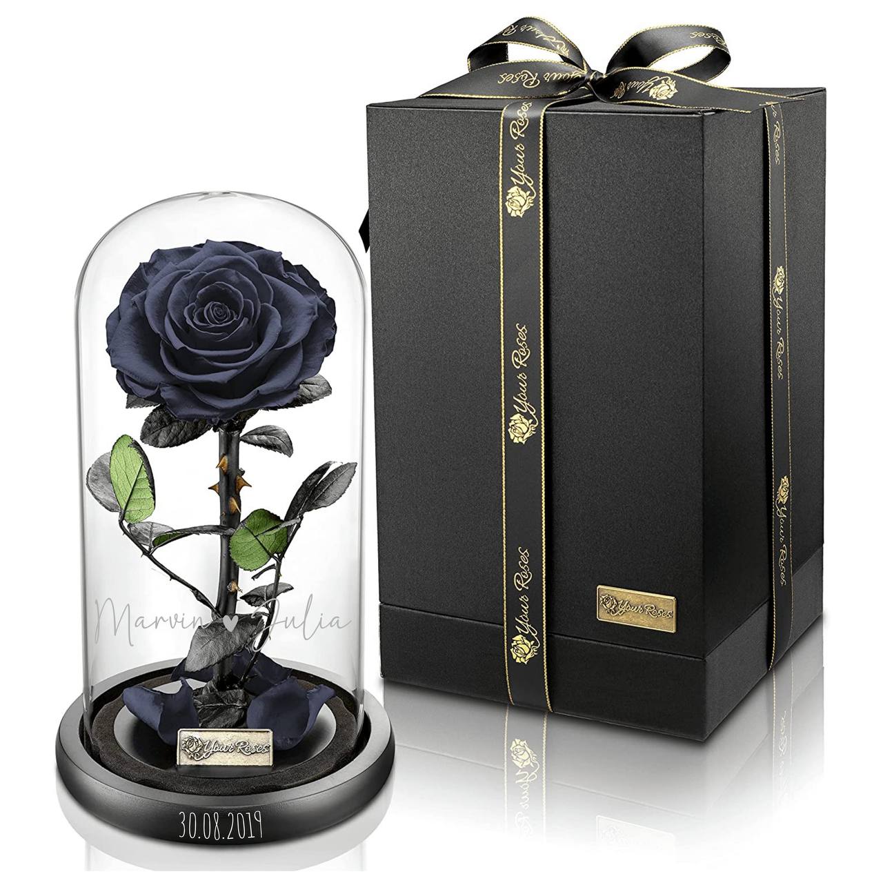 YourRoses® real premium rose in a glass with a beautiful gift box - Large