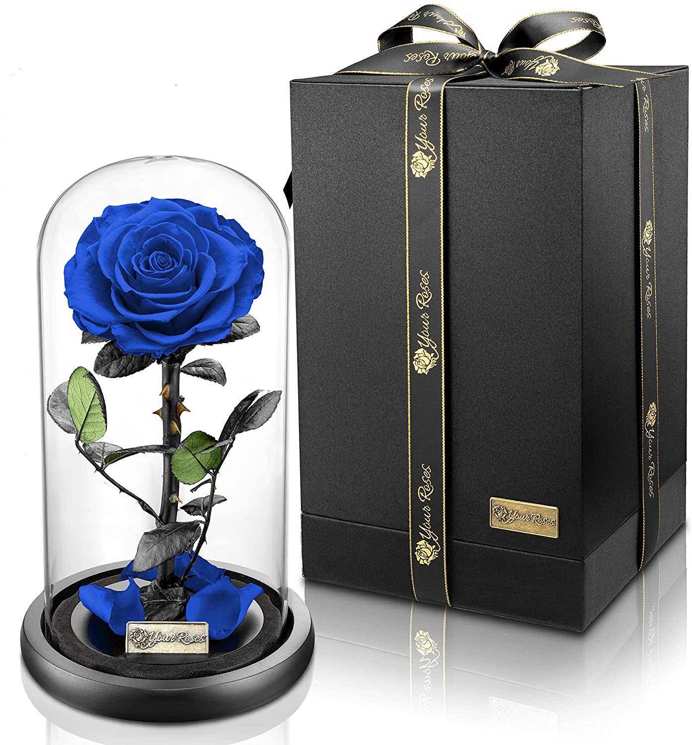 YourRoses® real premium rose in a glass with a beautiful gift box - Large