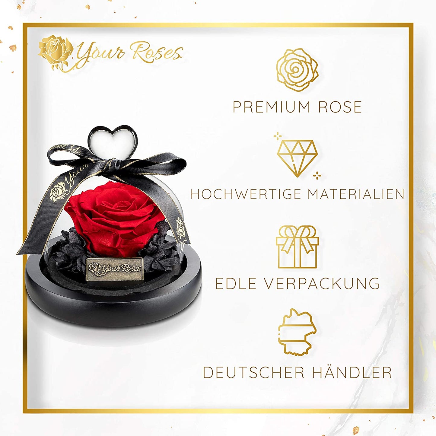 YourRoses® real premium rose in a glass with a beautiful gift box - small