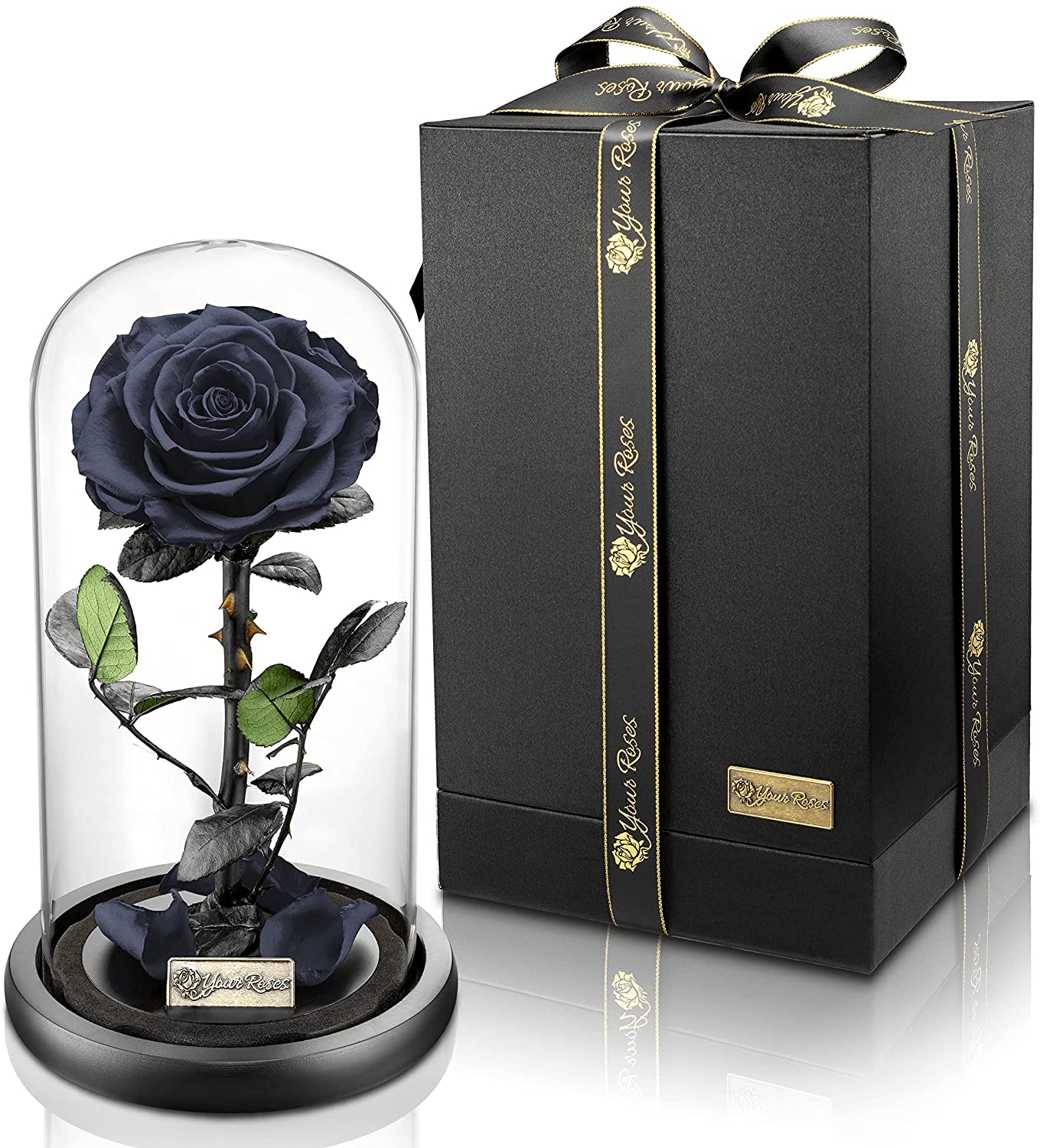 YourRoses® real premium rose in a glass with a beautiful gift box - Large