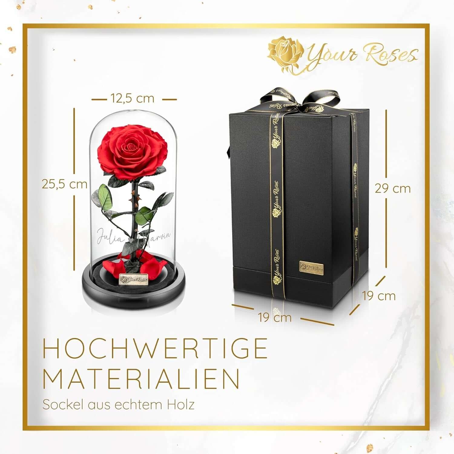 Rose im Glas mit individueller Gravur – personalisiertes Geschenk