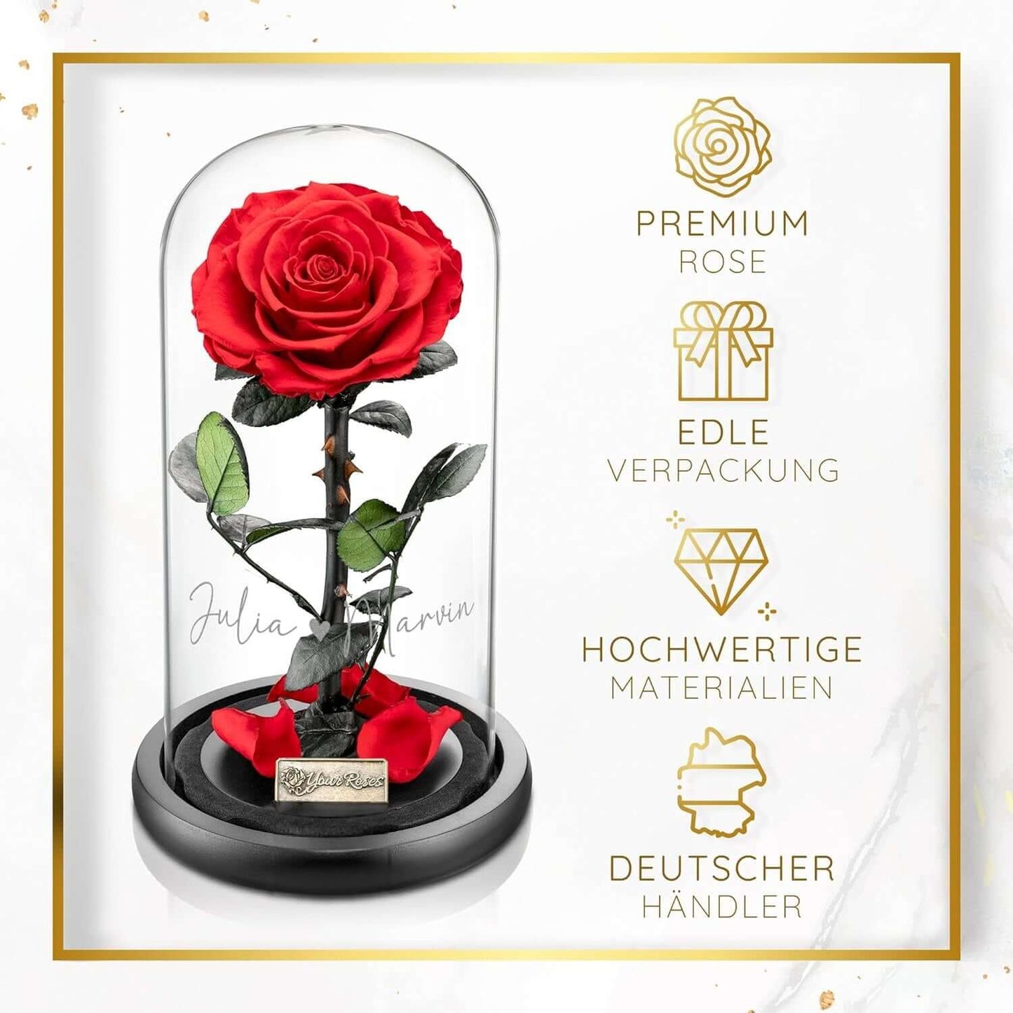 Premium Rose mit Namensgravur – ideale Geschenkidee für Jubiläum oder Valentinstag