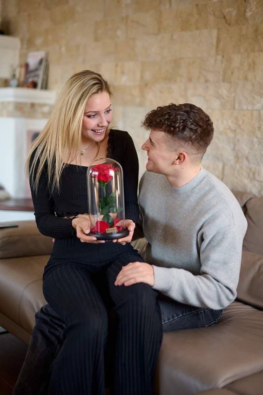 Geschenkbox mit Rose im Glas – dekoratives personalisiertes Geschenk