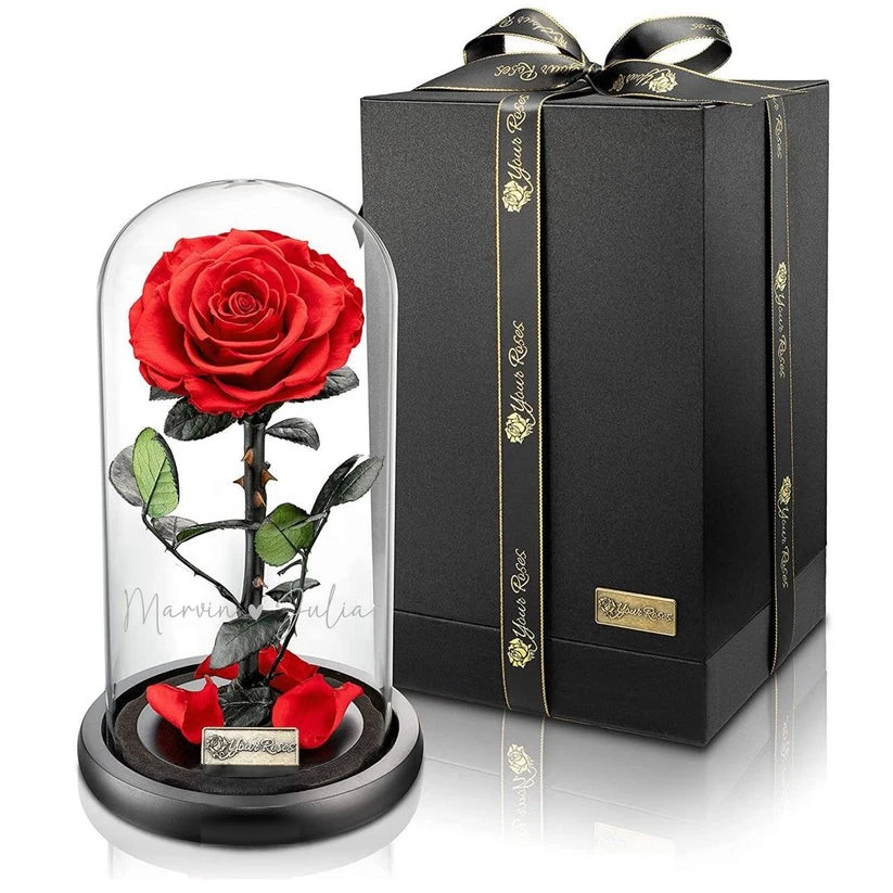 Rose im Glas in Geschenkbox – romantisches Geschenk für Frauen