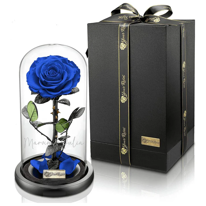 Premium Rose im Glas in Geschenkbox – luxuriöses personalisiertes Geschenk