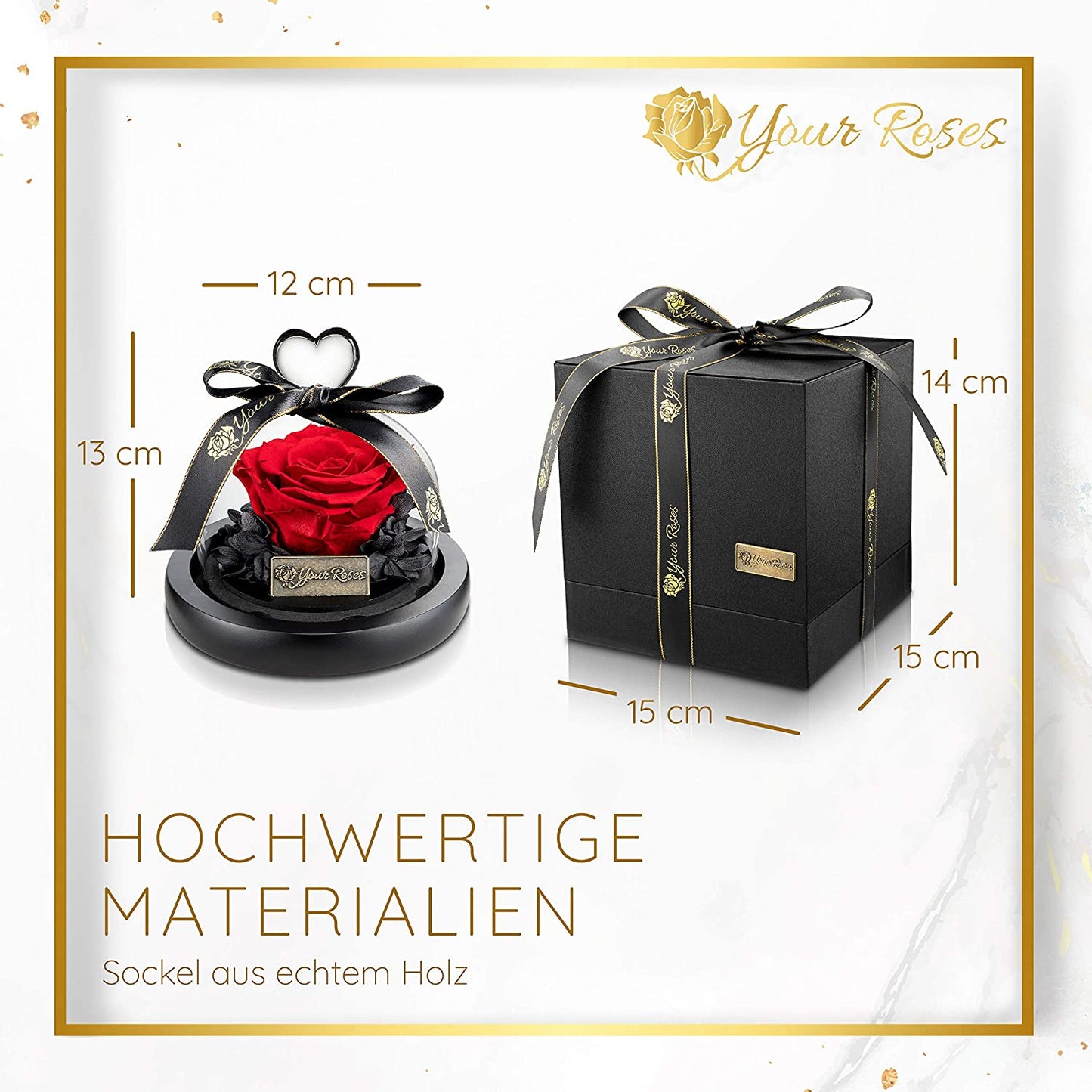 YourRoses® real premium rose in a glass with a beautiful gift box - small