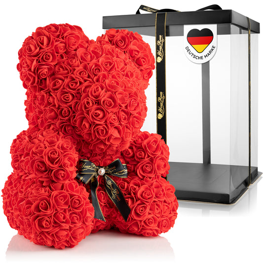 YourRoses® Rosenbär mit Geschenkbox - perfektes Liebesgeschenk für ihre Liebsten
