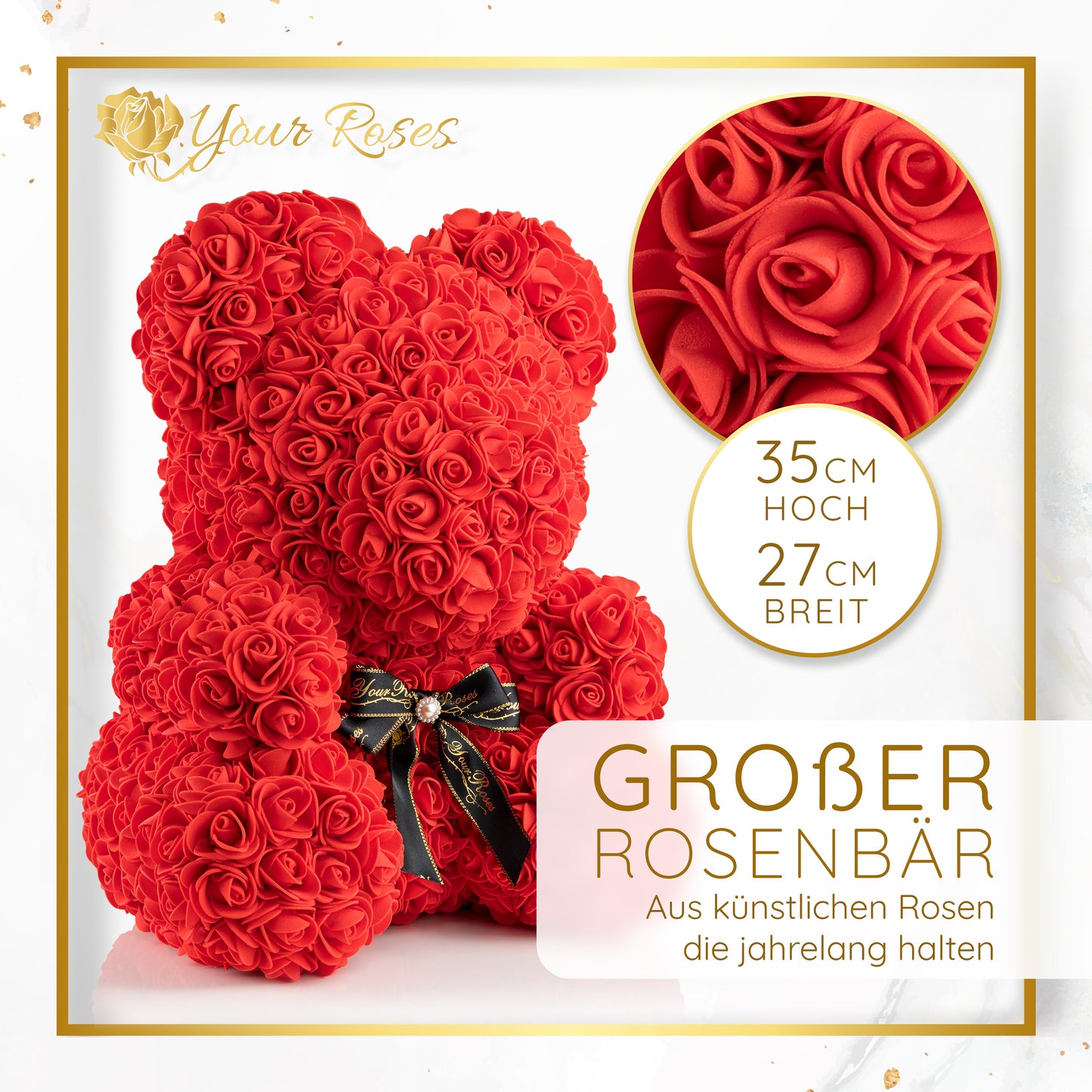 YourRoses® rose bear with gift box - the perfect love gift for your loved one