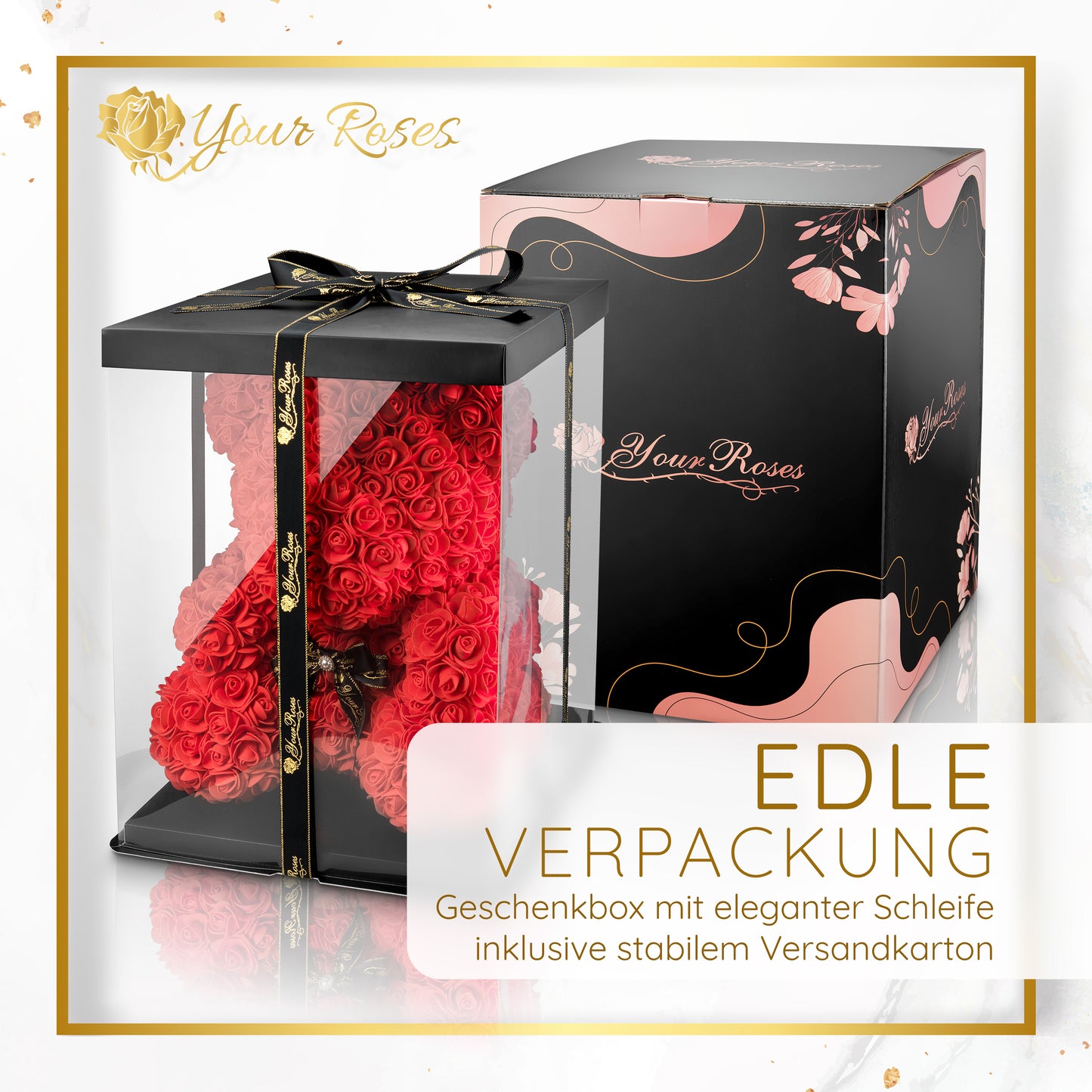 YourRoses® rose bear with gift box - the perfect love gift for your loved one