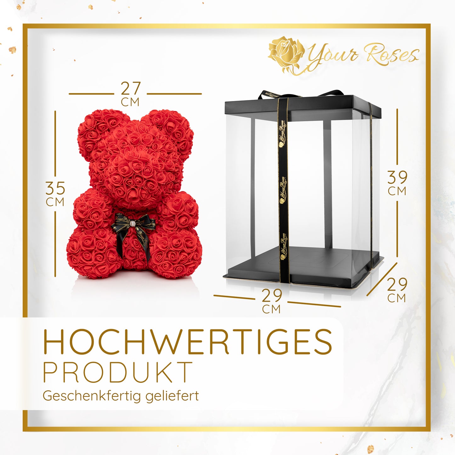 YourRoses® rose bear with gift box - the perfect love gift for your loved one
