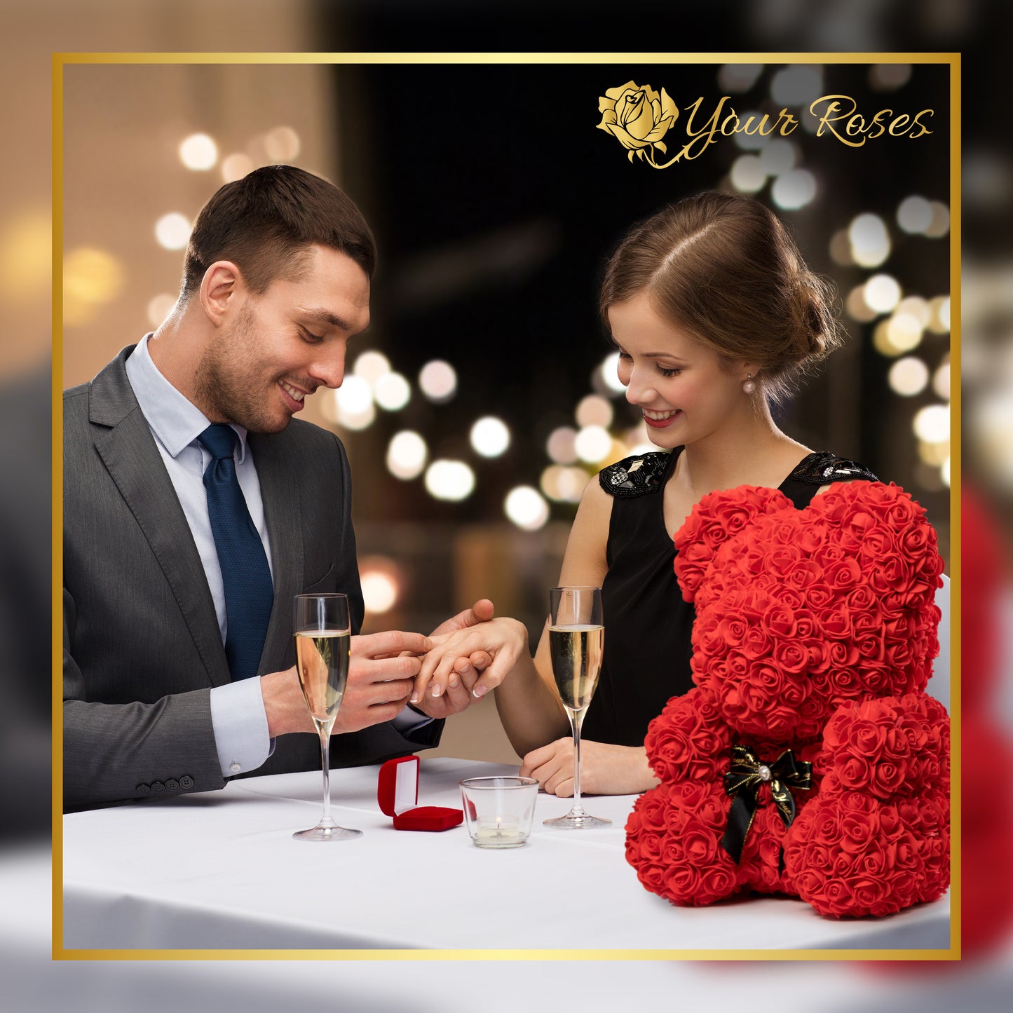 YourRoses® rose bear with gift box - the perfect love gift for your loved one