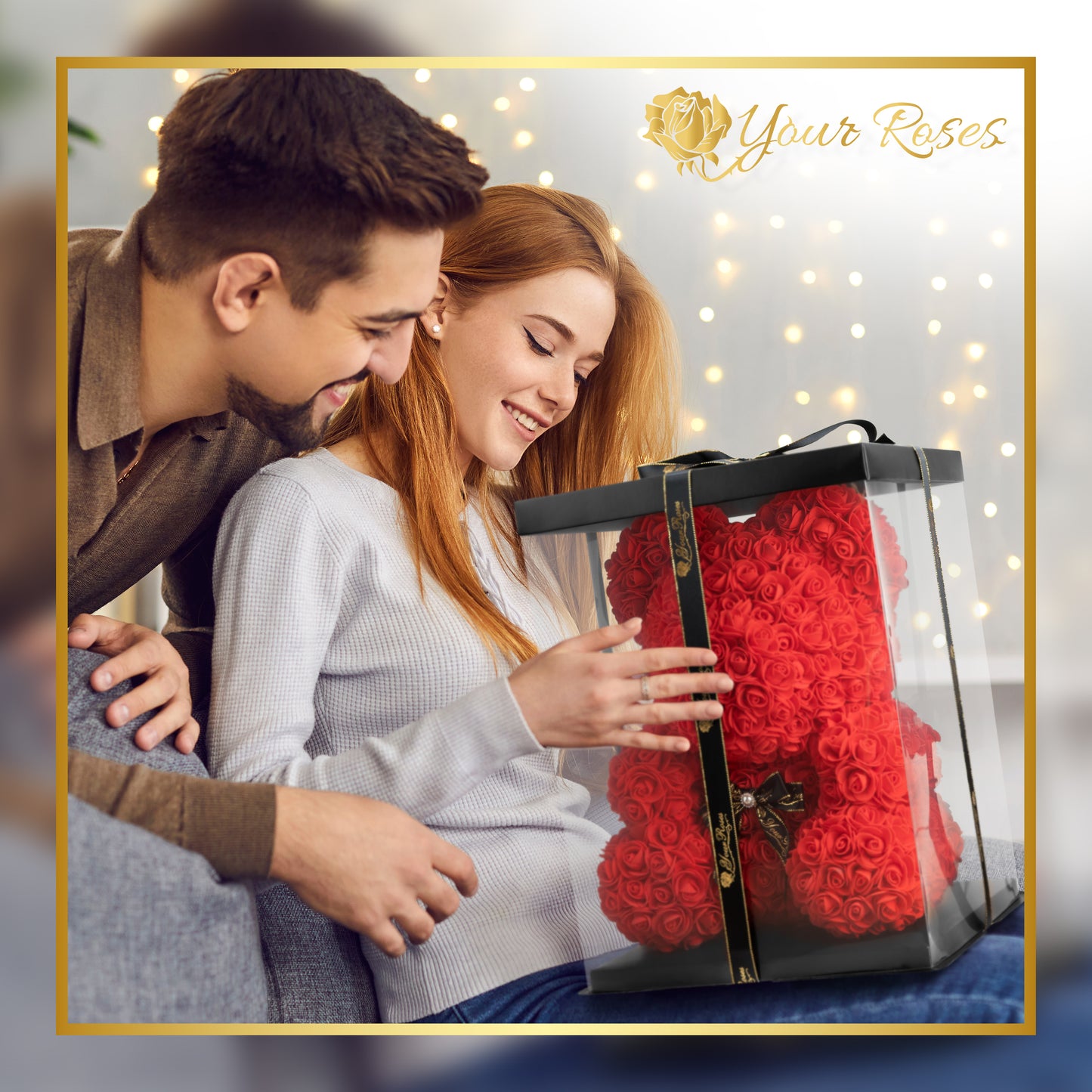 YourRoses® rose bear with gift box - the perfect love gift for your loved one